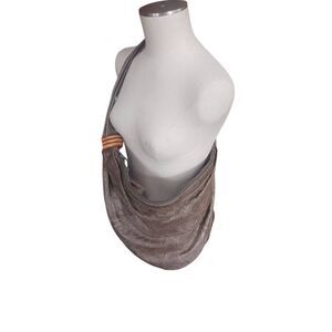 Crossbody leather with a forest green suede velvet lining oversized Forestcore d